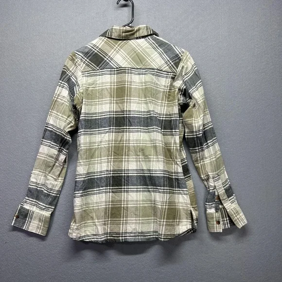Columbia Shirt Womens Small Green Plaid Flannel Button Up Long Sleeve Top - Picture 3 of 8